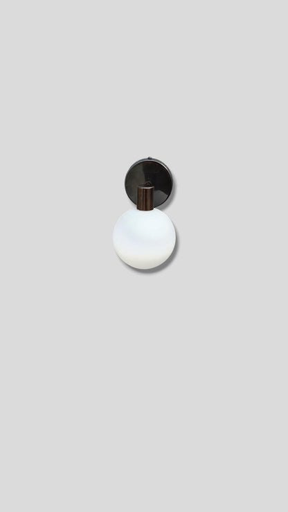Brass Wall Sconce Lamp,  Modern Wall Mounted Lighting Fixture, Frosted White Glass Globe Shade