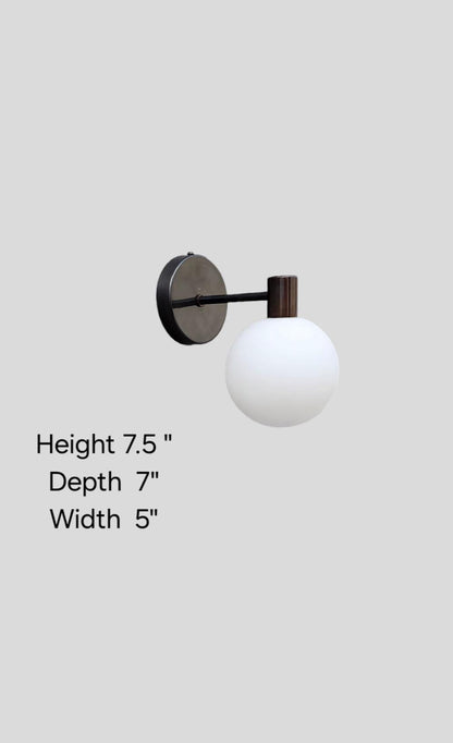 Brass Wall Sconce Lamp,  Modern Wall Mounted Lighting Fixture, Frosted White Glass Globe Shade