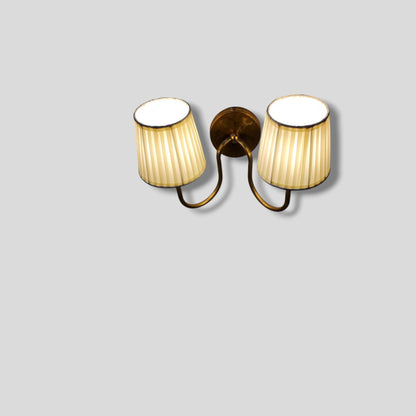Timeless Elegance Brass Wall Lamp Handcrafted 2 Arm with Dual Lights Fabric lamp shade