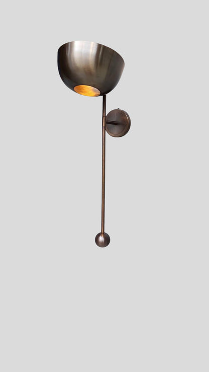 Handmade Dome  Disk Shade Single light Mid-Century Antique Brass Wall Sconce
