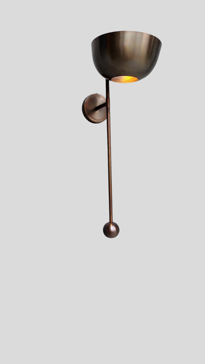 Handmade Dome  Disk Shade Single light Mid-Century Antique Brass Wall Sconce