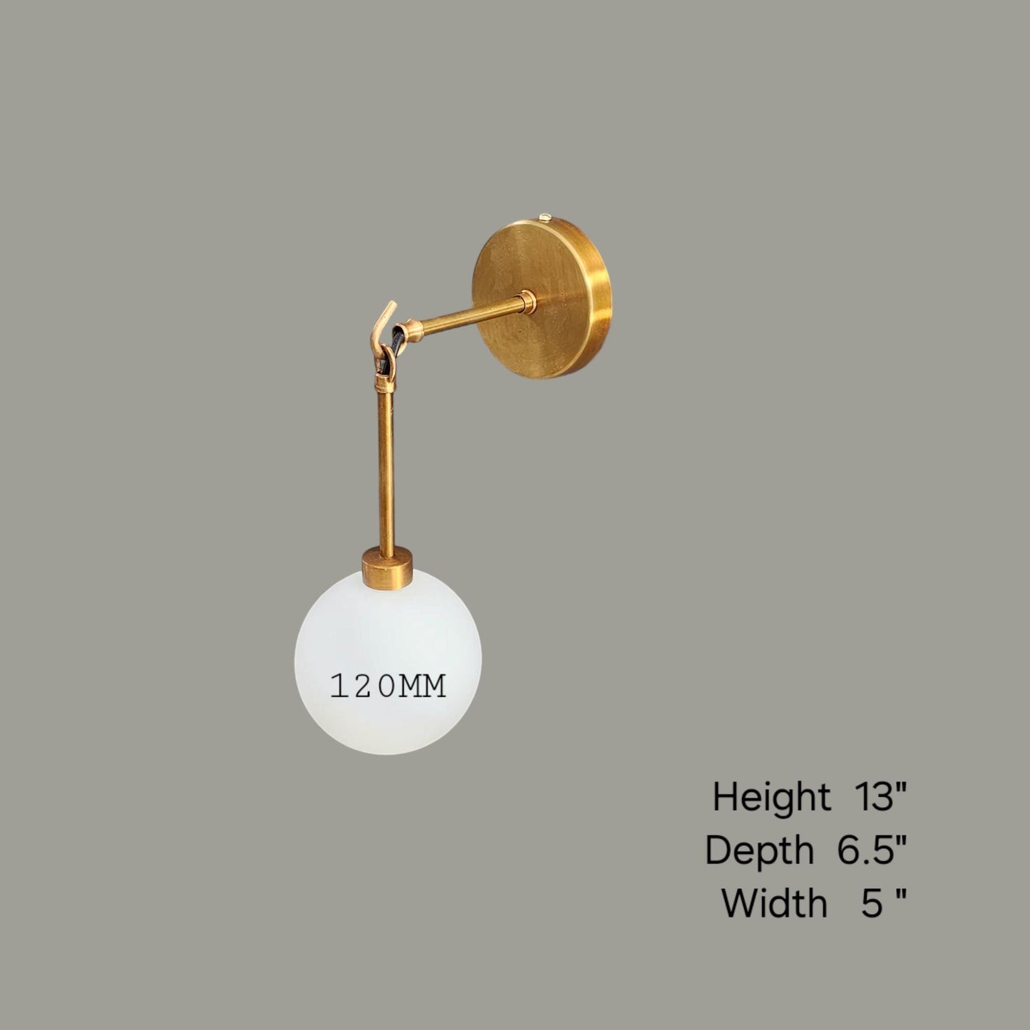 Handmade Modern Brass Single Globe Shade Wall Sconce Lamp Fixture