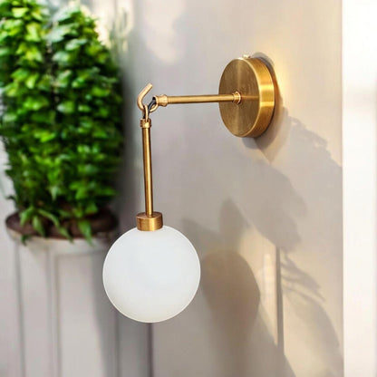 Handmade Modern Brass Single Globe Shade Wall Sconce Lamp Fixture