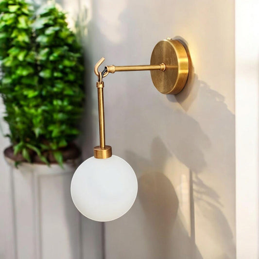 Handmade Modern Brass Single Globe Shade Wall Sconce Lamp Fixture