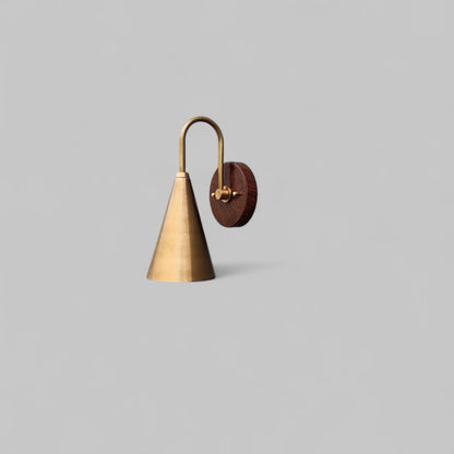 Mid Century Modern Brass Wall Lamp for Luxurious Ambiance with wooden canopy