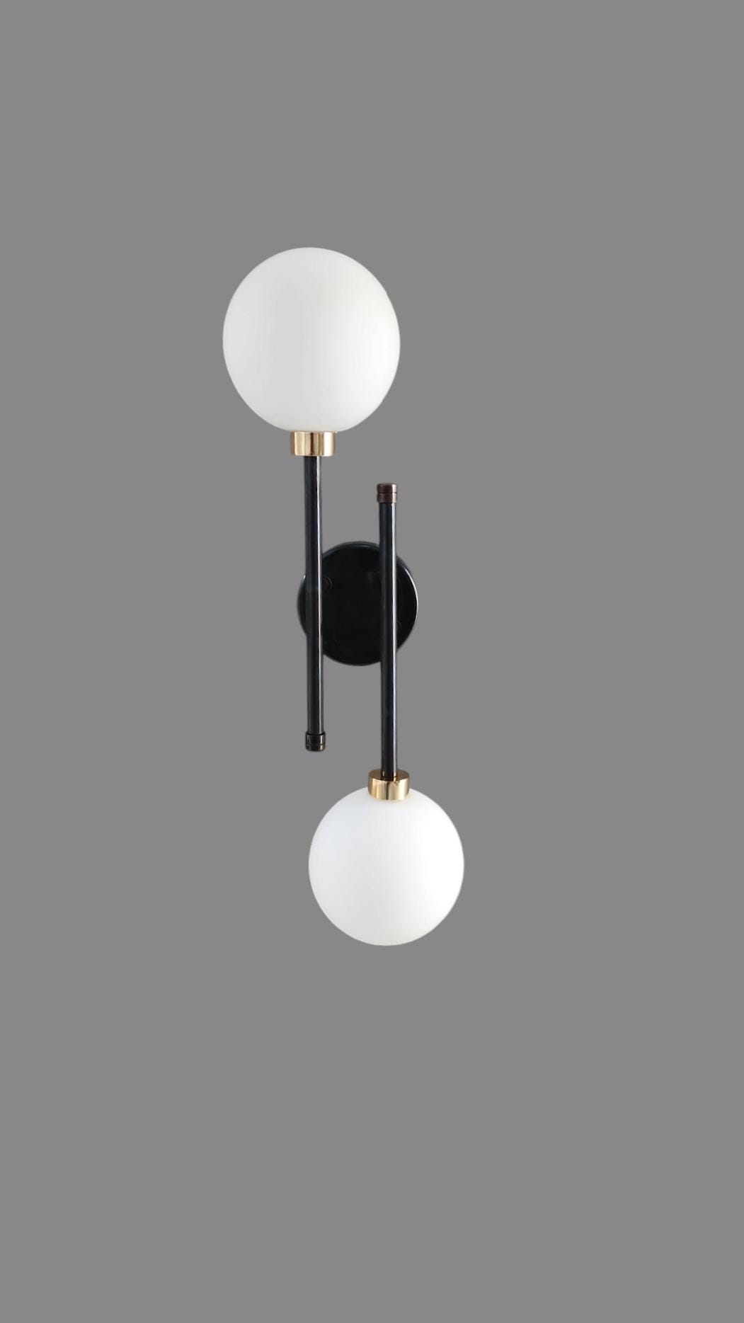 Double Light Brass Sputnik Wall Sconce Beside Wall Lamp Glass Globe Sconce