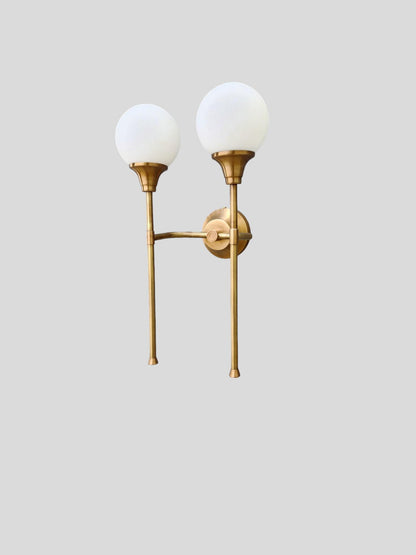Two Arm Light Brass Sputnik Wall Sconce Beside Wall Lamp Glass Globe Sconce