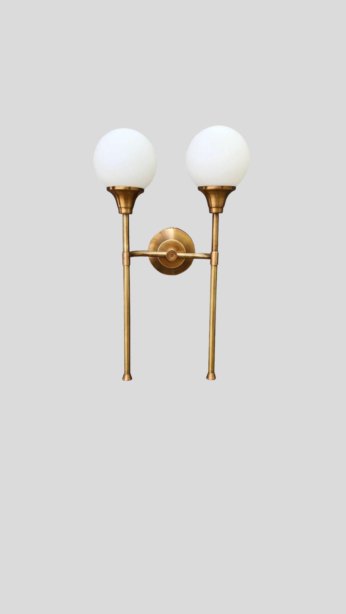 Two Arm Light Brass Sputnik Wall Sconce Beside Wall Lamp Glass Globe Sconce