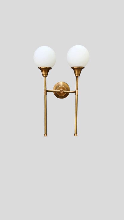 Two Arm Light Brass Sputnik Wall Sconce Beside Wall Lamp Glass Globe Sconce
