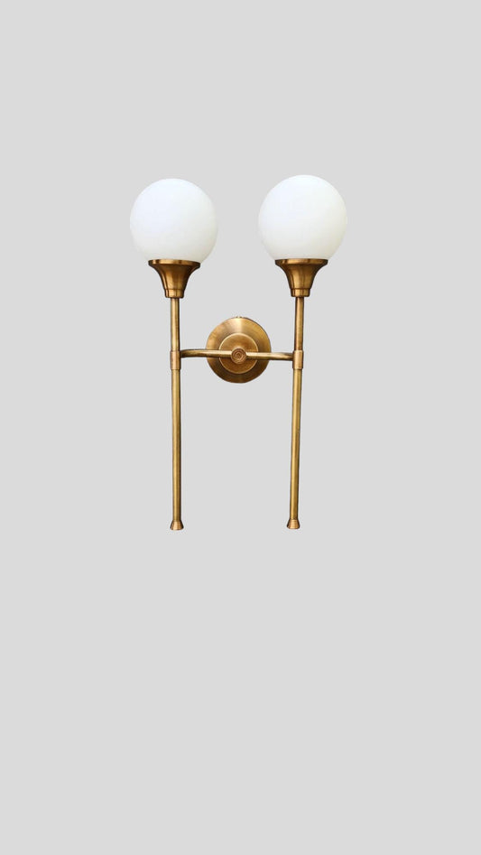 Two Arm Light Brass Sputnik Wall Sconce Beside Wall Lamp Glass Globe Sconce