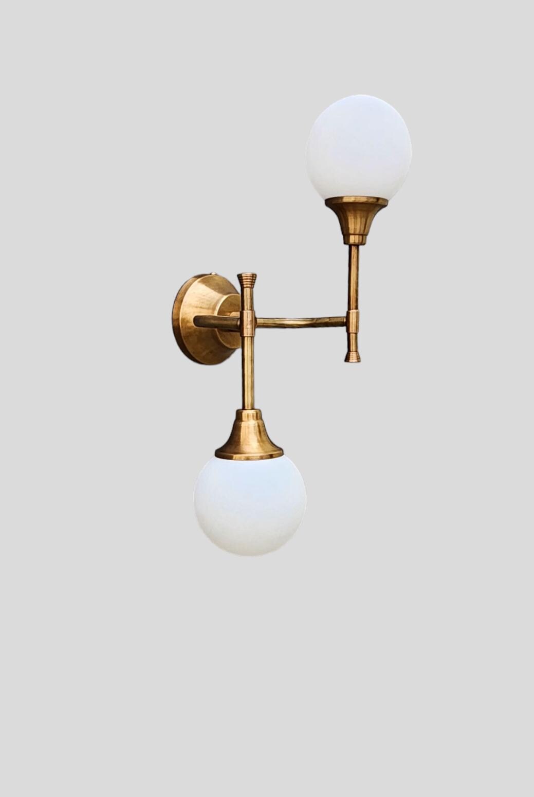 Double Light Brass Sputnik Wall Sconce Beside Wall Lamp Glass Globe Sconce
