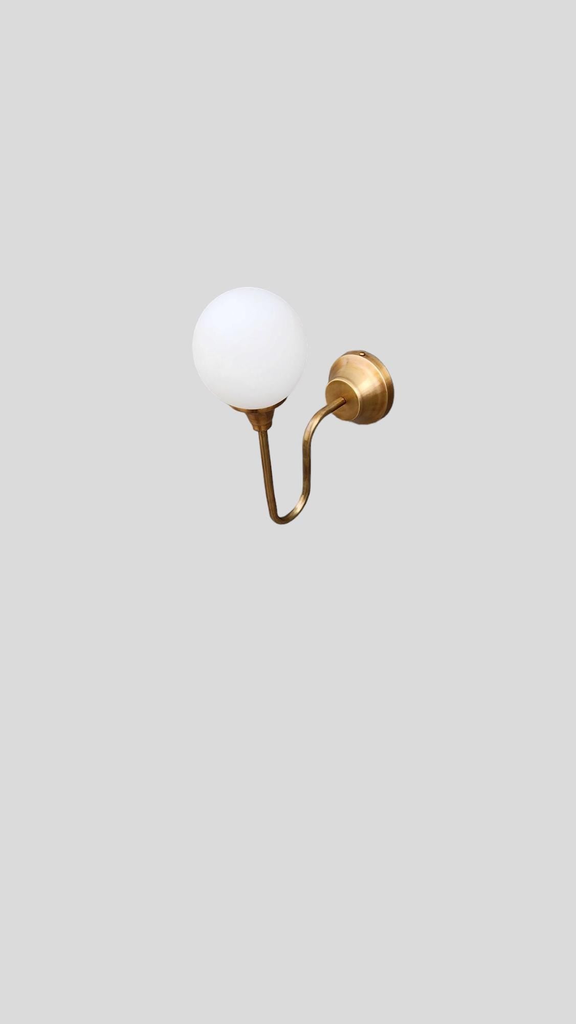 Handmade Wall Sconce with curved arm--Aged brass light--Solid Brass Wall Sconce light