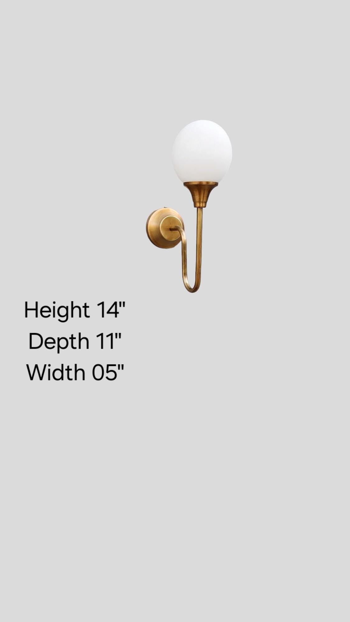 Handmade Wall Sconce with curved arm--Aged brass light--Solid Brass Wall Sconce light