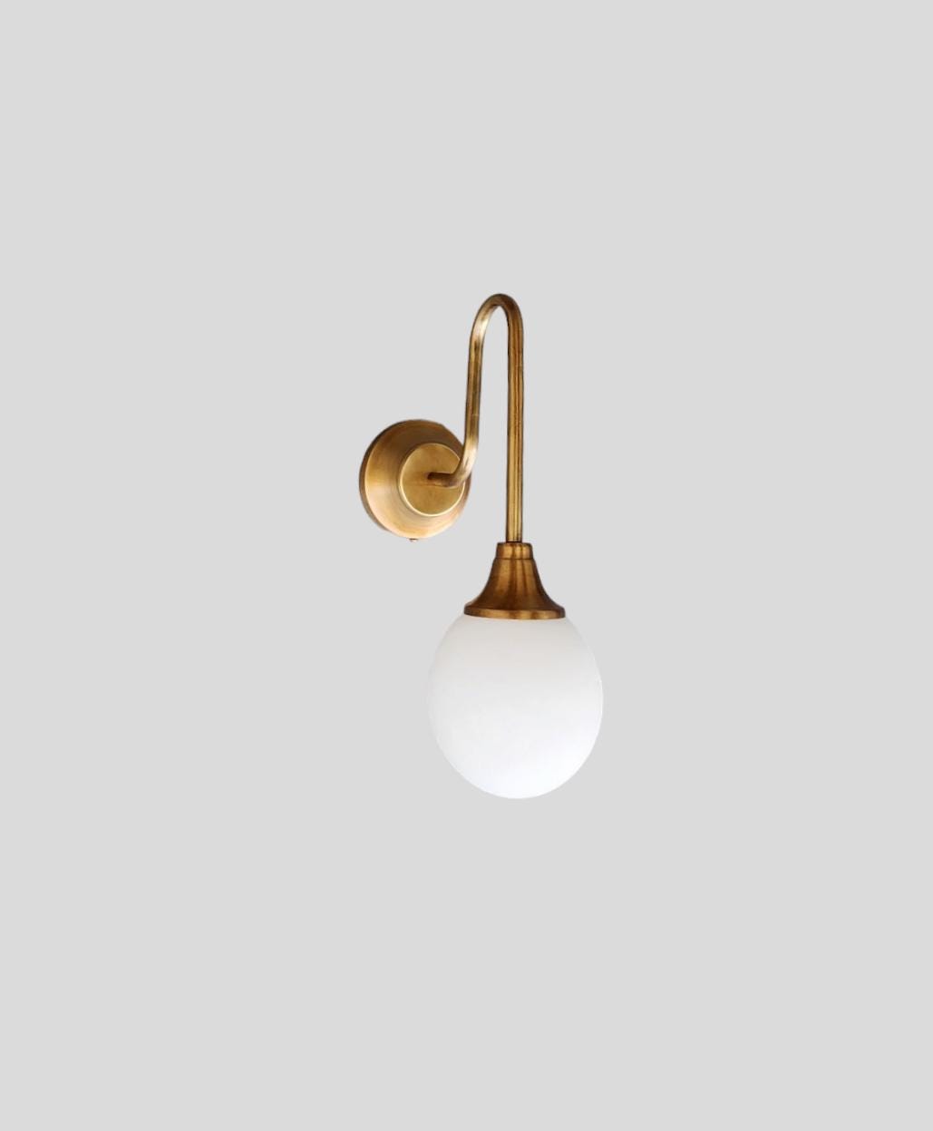 Handmade Wall Sconce with curved arm--Aged brass light--Solid Brass Wall Sconce light