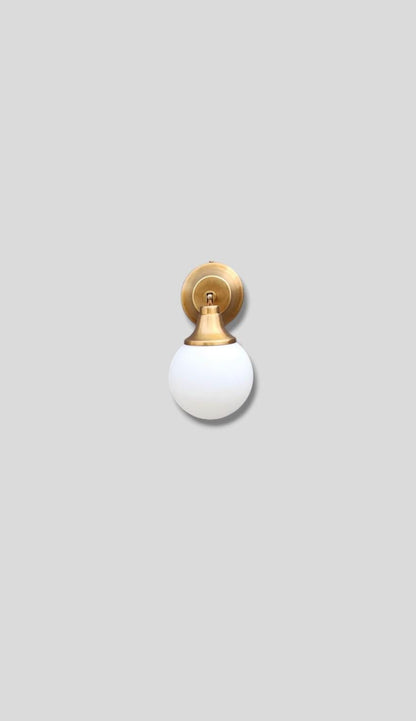 Brass Wall Sconce Lamp,  Modern Wall Mounted Lighting Fixture, Frosted White Glass Globe Shade
