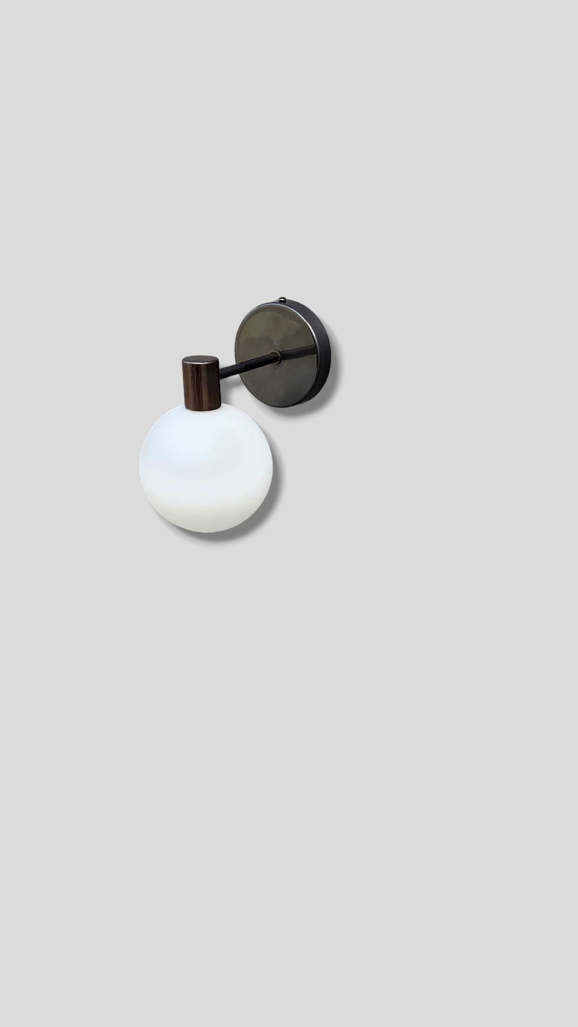 Brass Wall Sconce Lamp,  Modern Wall Mounted Lighting Fixture, Frosted White Glass Globe Shade
