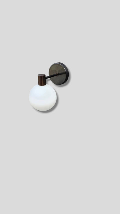 Brass Wall Sconce Lamp,  Modern Wall Mounted Lighting Fixture, Frosted White Glass Globe Shade