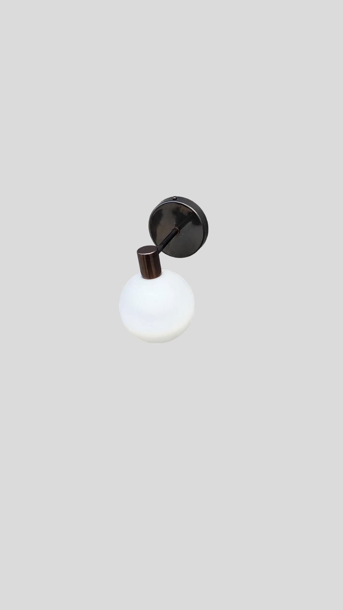 Brass Wall Sconce Lamp,  Modern Wall Mounted Lighting Fixture, Frosted White Glass Globe Shade