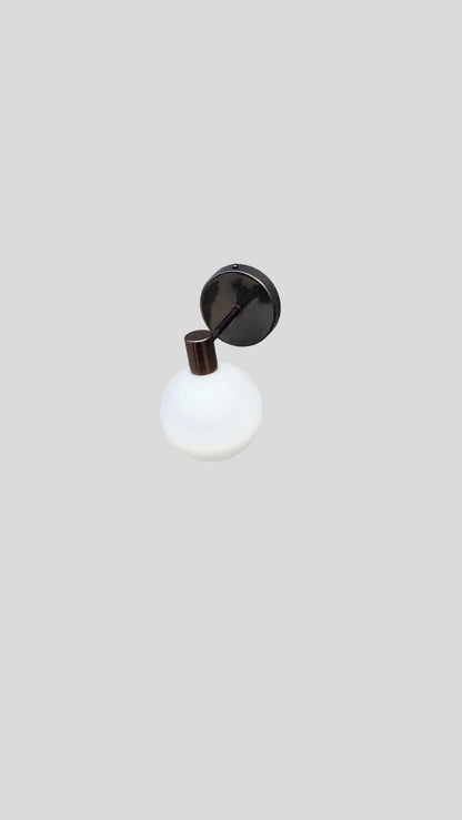 Brass Wall Sconce Lamp,  Modern Wall Mounted Lighting Fixture, Frosted White Glass Globe Shade