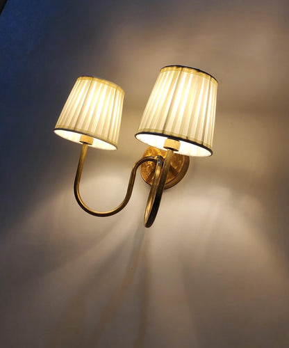 Timeless Elegance Brass Wall Lamp Handcrafted 2 Arm with Dual Lights Fabric lamp shade