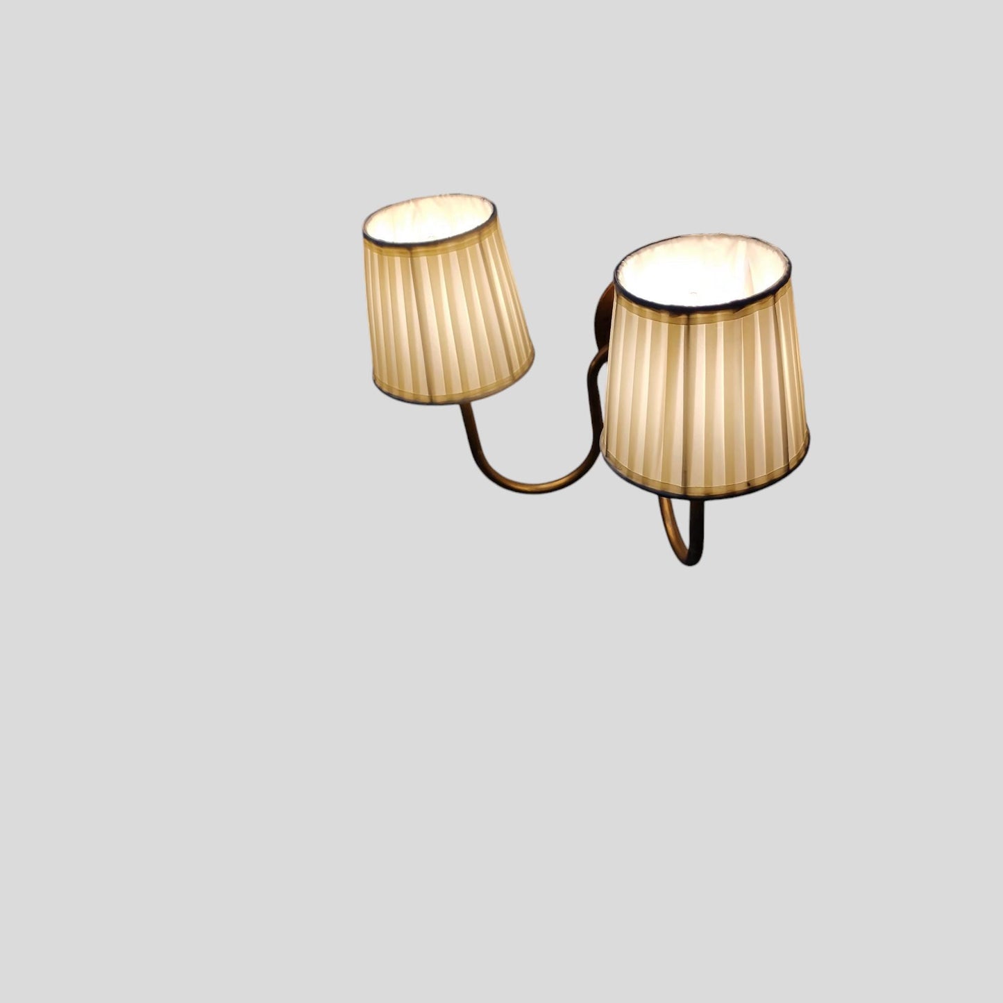 Timeless Elegance Brass Wall Lamp Handcrafted 2 Arm with Dual Lights Fabric lamp shade