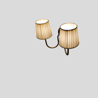 Timeless Elegance Brass Wall Lamp Handcrafted 2 Arm with Dual Lights Fabric lamp shade