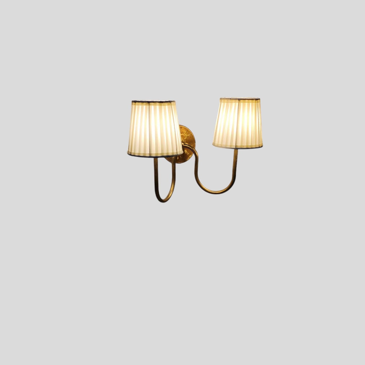 Timeless Elegance Brass Wall Lamp Handcrafted 2 Arm with Dual Lights Fabric lamp shade