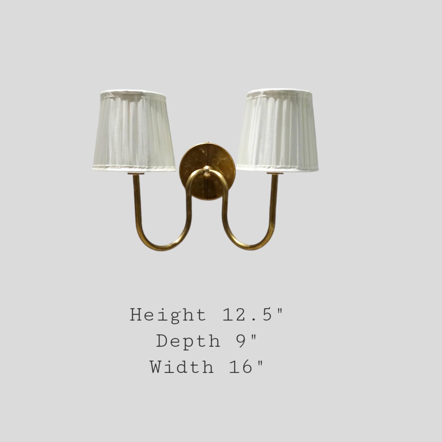 Timeless Elegance Brass Wall Lamp Handcrafted 2 Arm with Dual Lights Fabric lamp shade