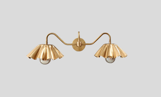 Stilnovo Design Double Light Shade.Indoor Brass Wall Sconce Beside Wall Lamp Sputnik Wall Fixture