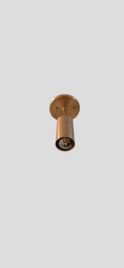 Handcrafted Italian style Mid Century brass Light Flush mounted Cylindrical brass Lamp