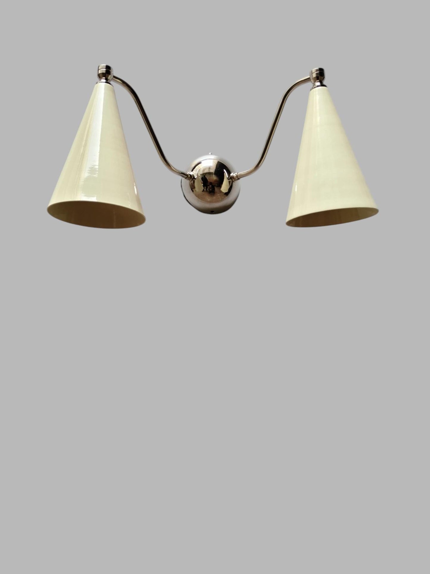 Handcrafted Double Light Sconce Mid century Italian Style Brass Wall Lamp