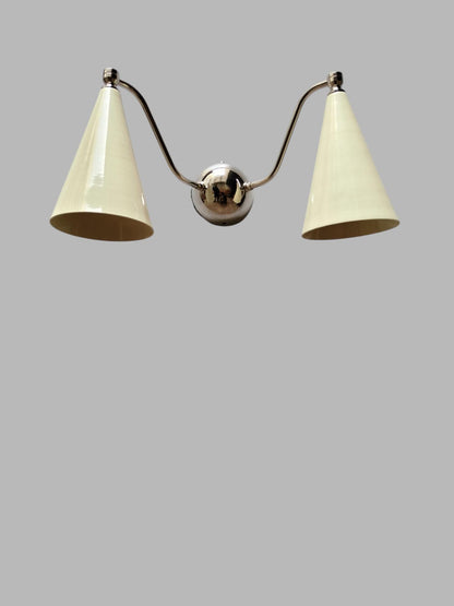Handcrafted Double Light Sconce Mid century Italian Style Brass Wall Lamp