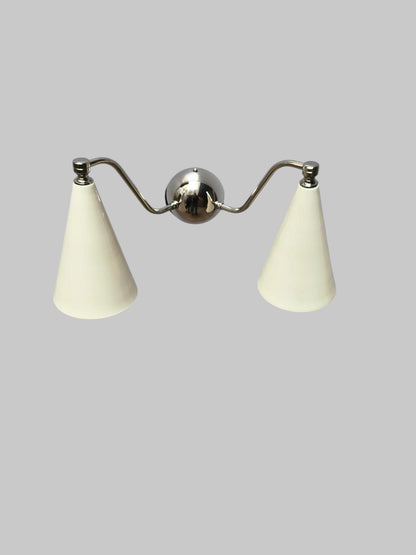 Handcrafted Double Light Sconce Mid century Italian Style Brass Wall Lamp
