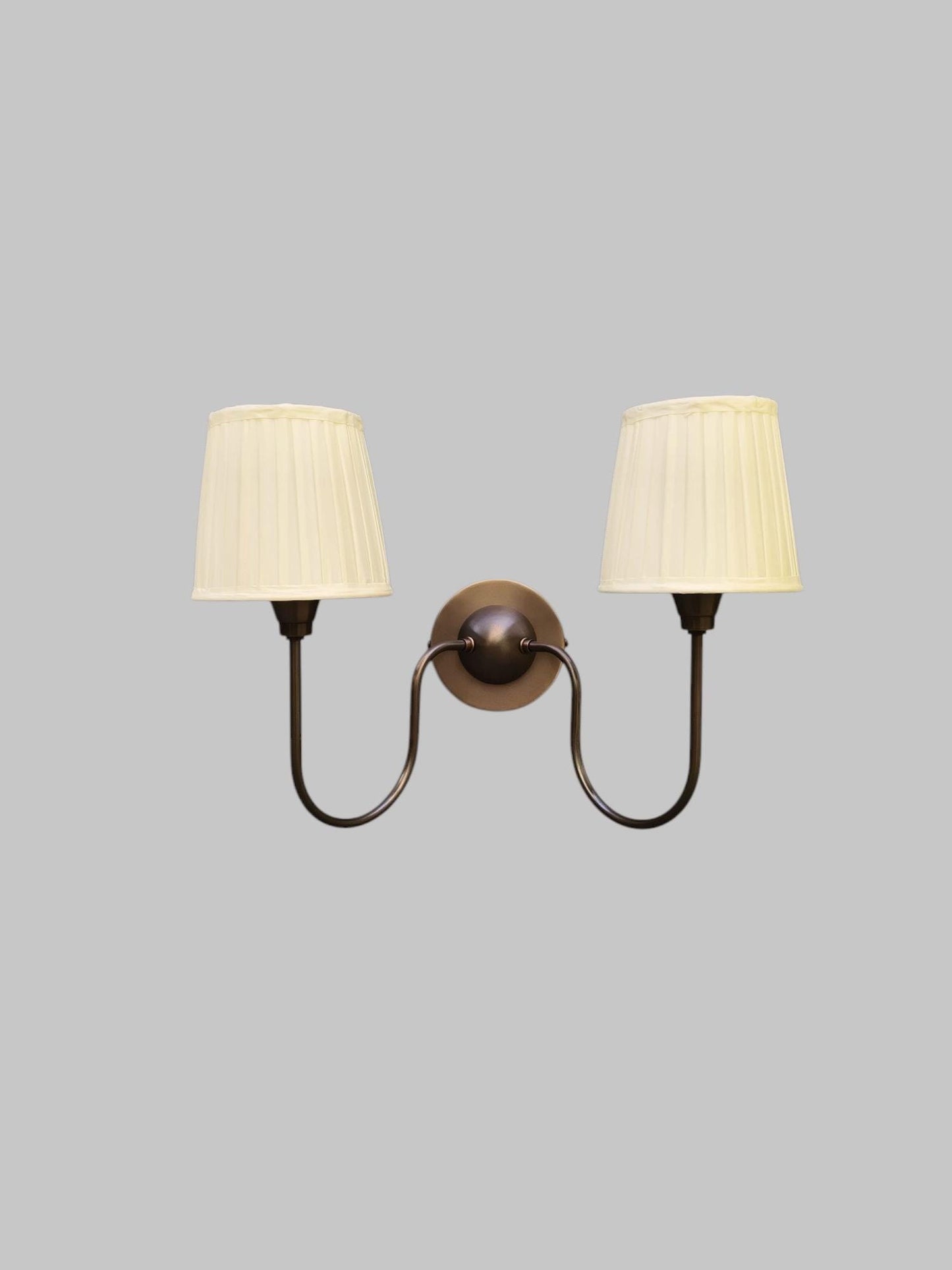 Timeless Elegance Brass Wall Lamp Handcrafted 2 Arm with Dual Lights Fabric lamp shade
