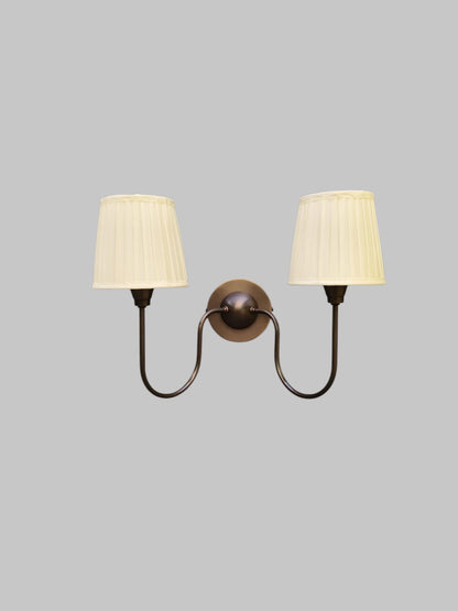 Timeless Elegance Brass Wall Lamp Handcrafted 2 Arm with Dual Lights Fabric lamp shade