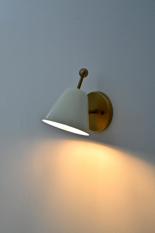 Handcrafted Vintage Single Light Shade Pivot Brass Sconce Industrial brass wall lamp
