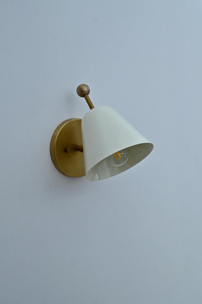 Handcrafted Vintage Single Light Shade Pivot Brass Sconce Industrial brass wall lamp