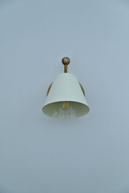 Handcrafted Vintage Single Light Shade Pivot Brass Sconce Industrial brass wall lamp