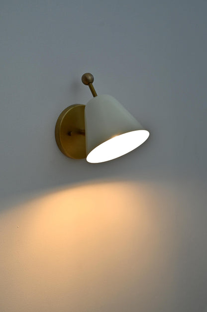 Handcrafted Vintage Single Light Shade Pivot Brass Sconce Industrial brass wall lamp
