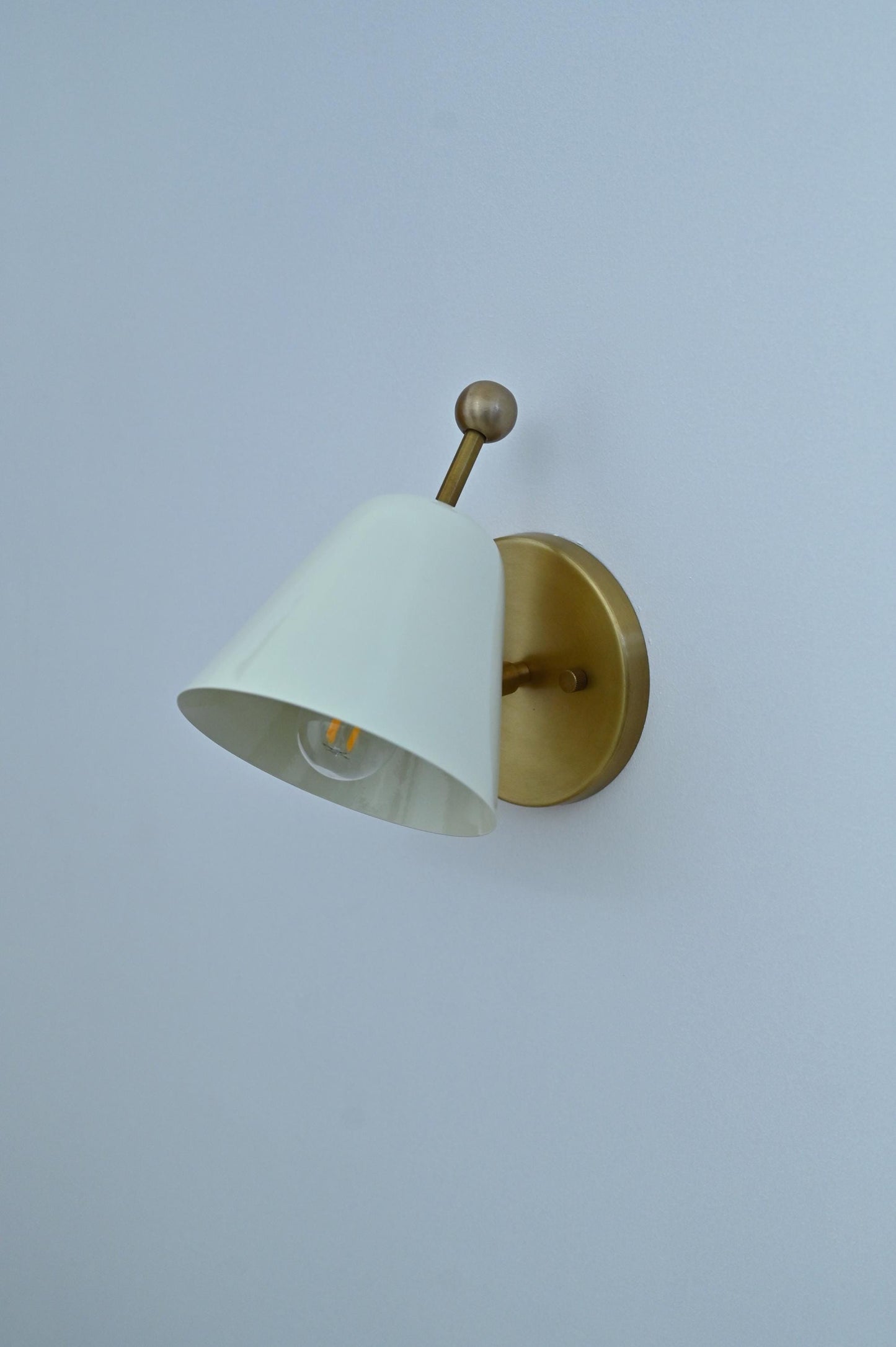 Handcrafted Vintage Single Light Shade Pivot Brass Sconce Industrial brass wall lamp