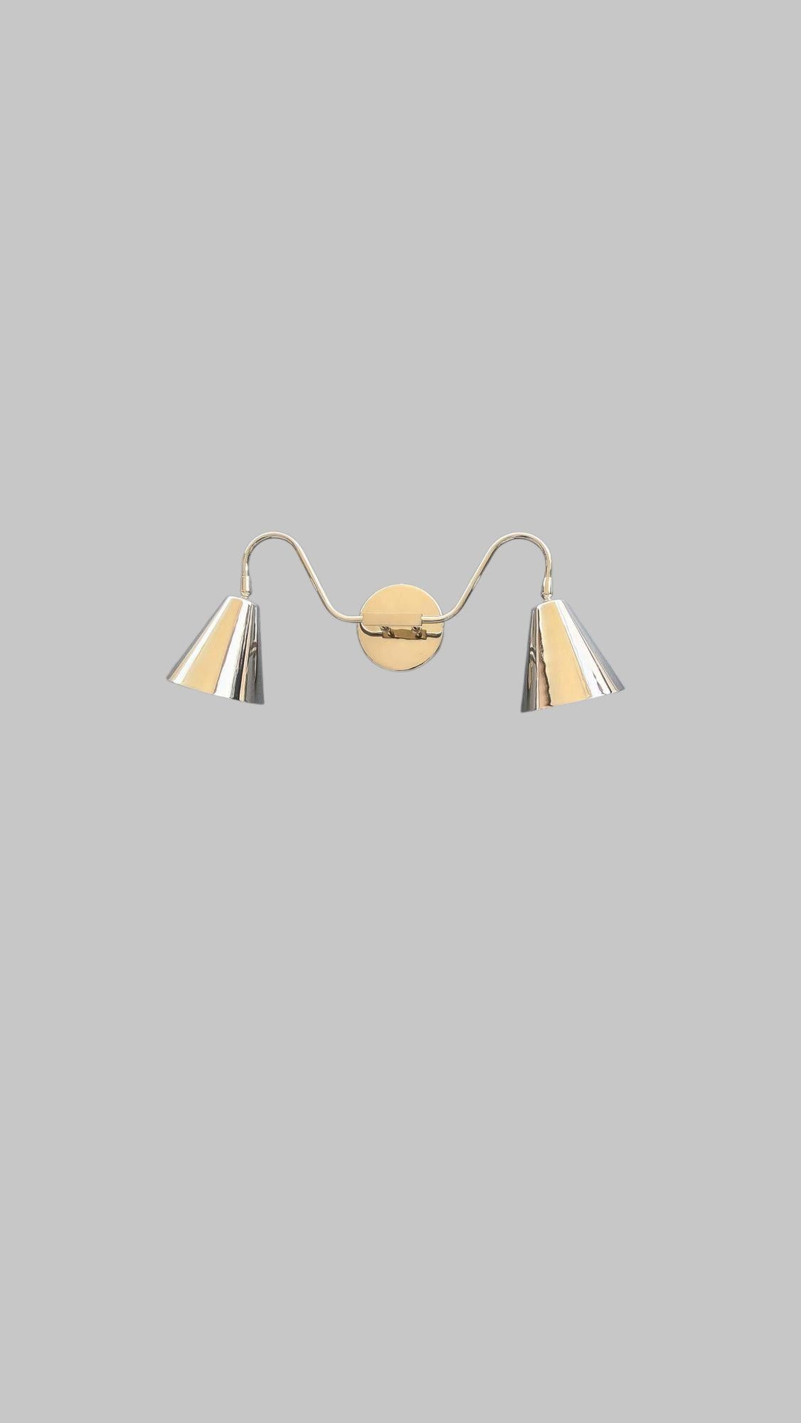 Handmade Brass Wall Sconce with chrome finish/Dual Lampshade Brass wall Lamp