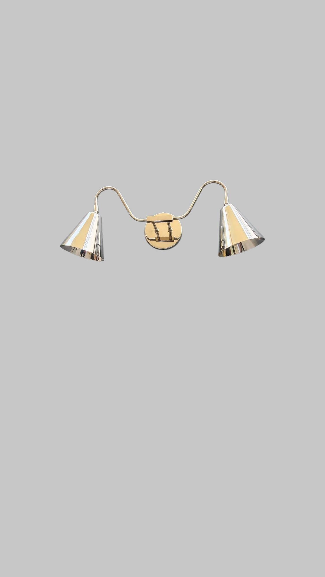 Handmade Brass Wall Sconce with chrome finish/Dual Lampshade Brass wall Lamp