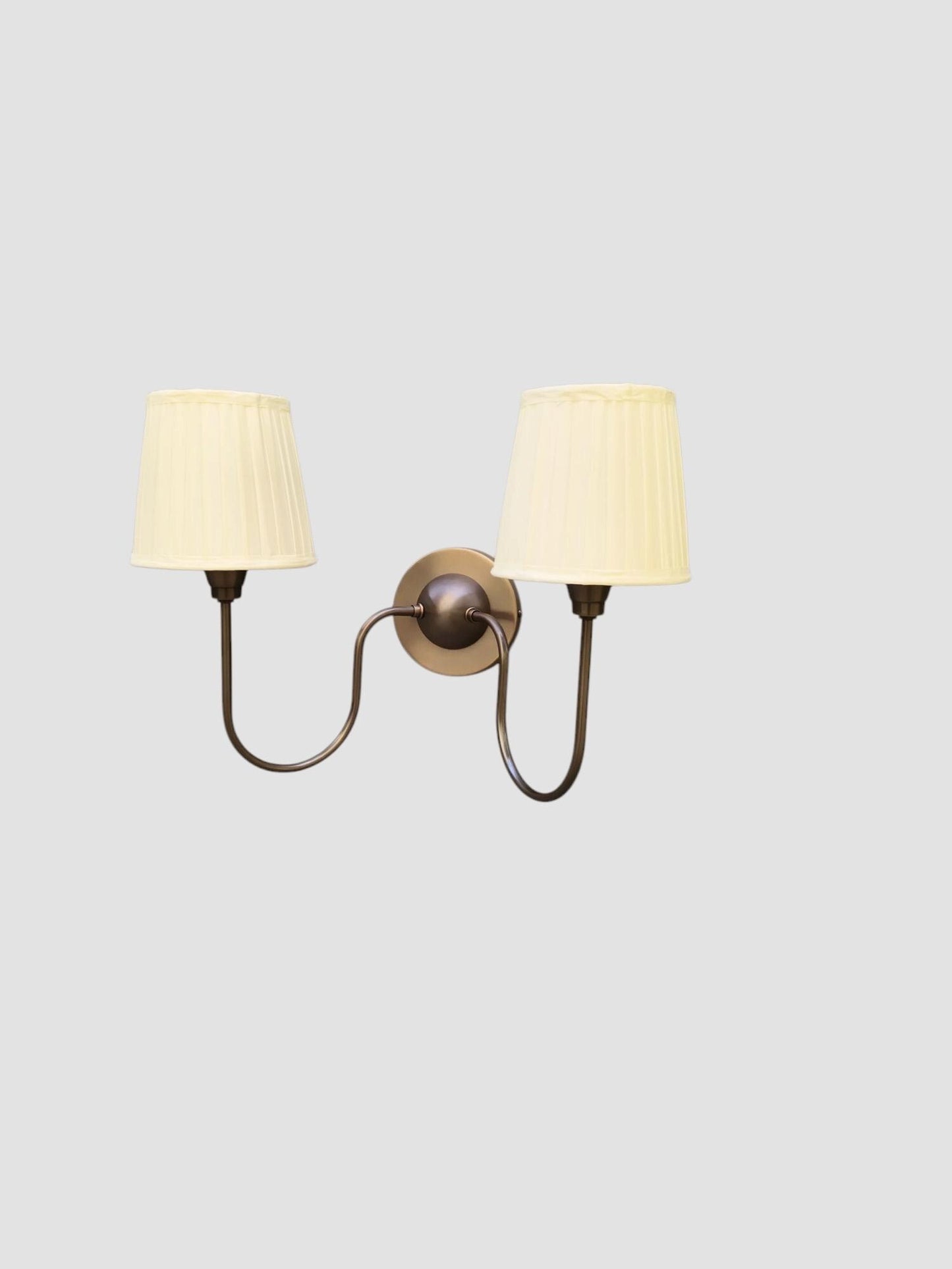 Timeless Elegance Brass Wall Lamp Handcrafted 2 Arm with Dual Lights Fabric lamp shade