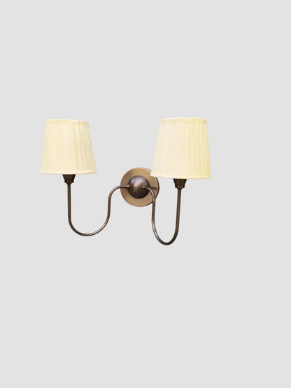 Timeless Elegance Brass Wall Lamp Handcrafted 2 Arm with Dual Lights Fabric lamp shade