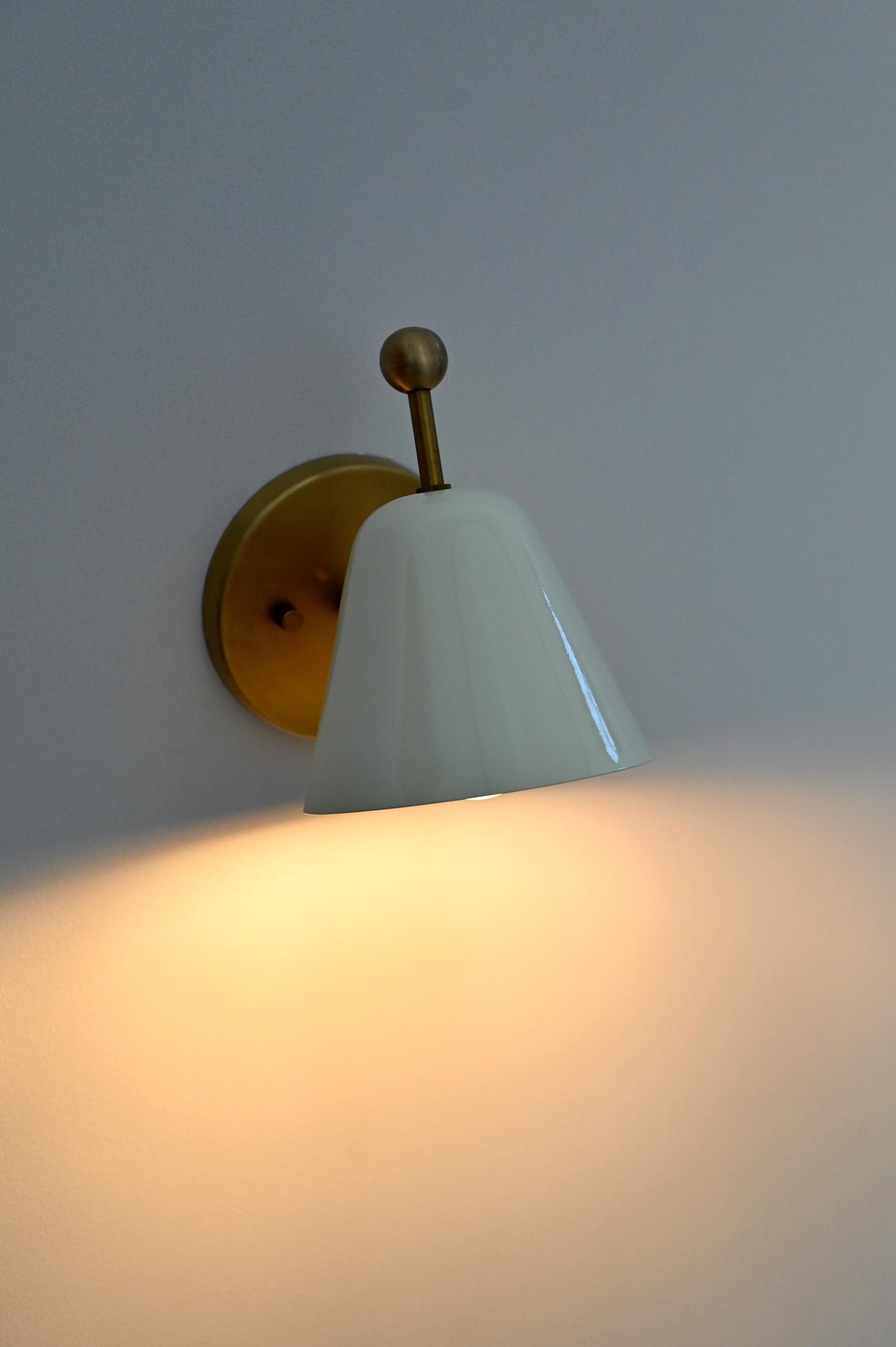 Handcrafted Vintage Single Light Shade Pivot Brass Sconce Industrial brass wall lamp
