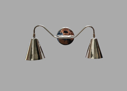 Handmade Brass Wall Sconce with chrome finish/Dual Lampshade Brass wall Lamp