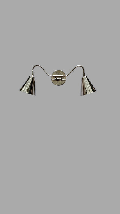 Handmade Brass Wall Sconce with chrome finish/Dual Lampshade Brass wall Lamp