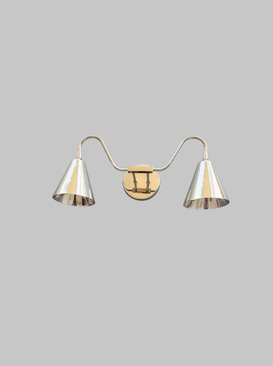 Handmade Brass Wall Sconce with chrome finish/Dual Lampshade Brass wall Lamp
