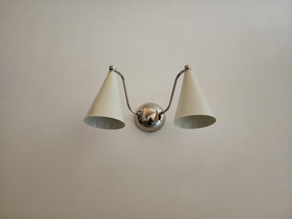 Handcrafted Double Sconce | Mid-Century Italian Brass Wall Lamp