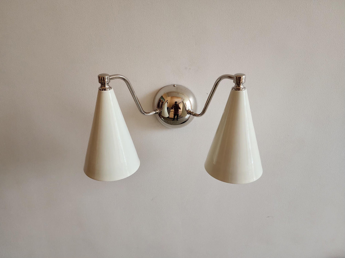 Handcrafted Double Sconce | Mid-Century Italian Brass Wall Lamp